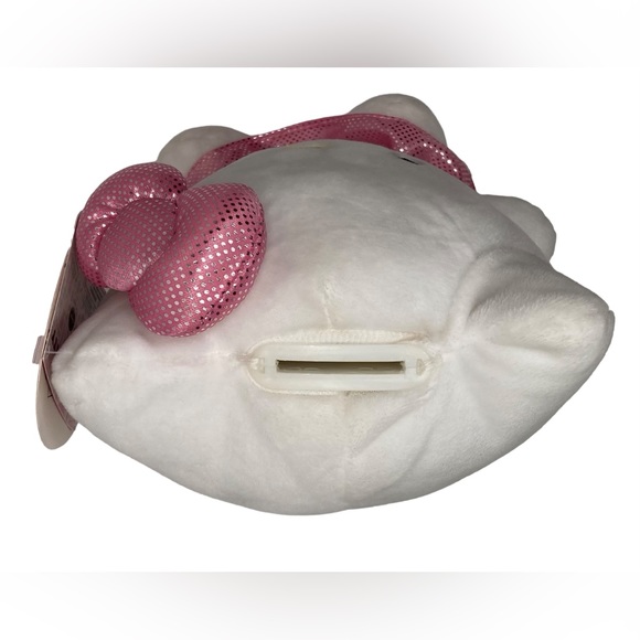 SANRIO Hello Kitty Licensed 8” Plush Coin Piggy Bank With Pink Dress & Pink Bow - Picture 7 of 12